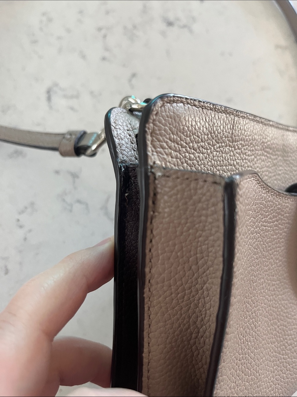 Coach Taupe Leather Pebbled Crossbody Bag - Picture 6 of 11